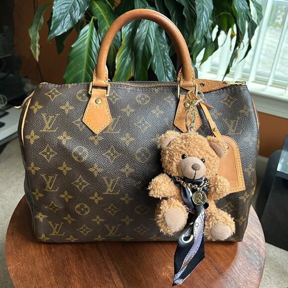 TEDDY BEAR TWILLY SCARF Bag Charm Tan Black🧸 - Picture 5 of 6